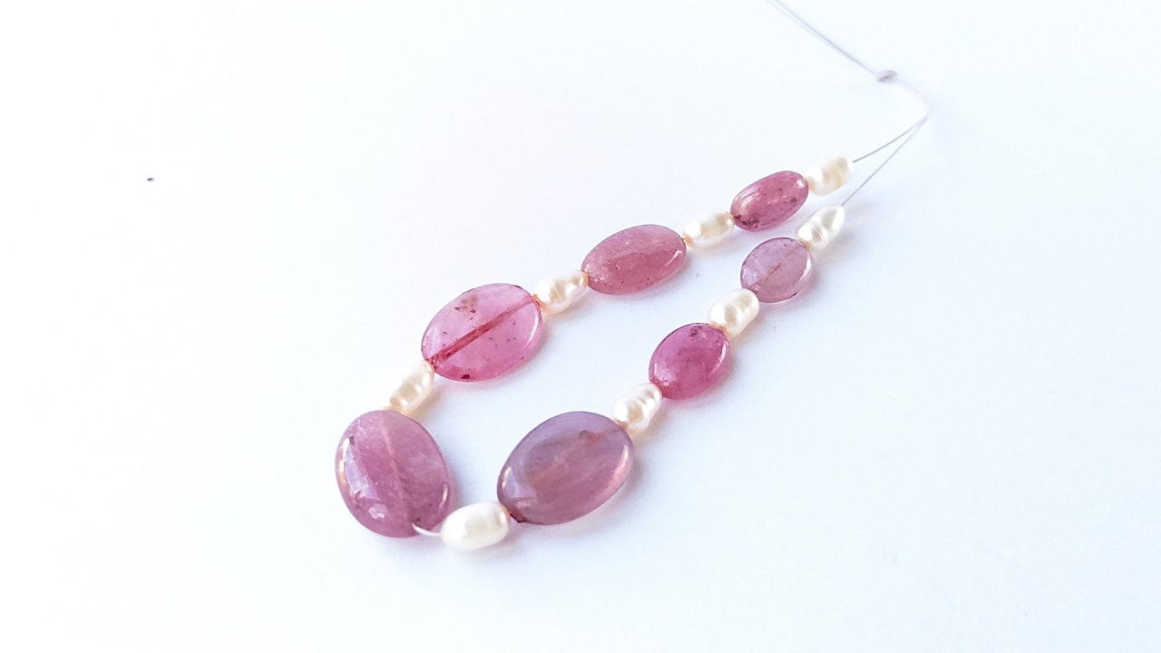 Ruby & Freshwater Pearls | Smooth Oval | 6.6-10.9mm Bead Size | 15 Pieces | 45 Carats video