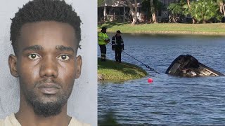 1 arrested, 2 dead after SUV carrying alleged car burglars crashes into Broward lake