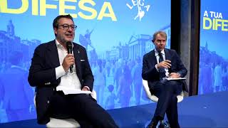 SALVINI INTERVISTATO DA GIORGINO ALL'EVENTO LEGA: A TUA DIFESA - VERSO LA FINANZIARIA 2027