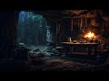 Hiding From A Heavy Rain And Thunderstorm In Cave Fireplace Sounds For 12 Hours Sleep Study Relax