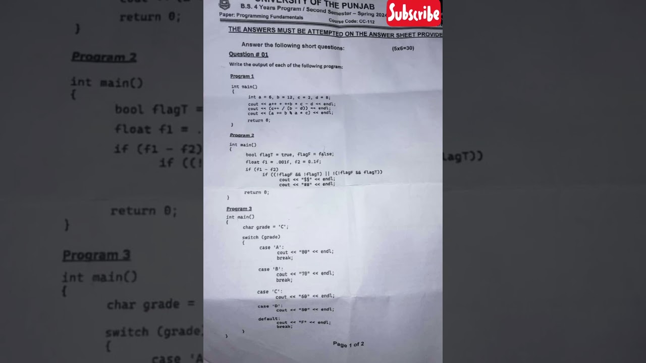 CC-112 Programming Fundamentals 2024 #bscs
