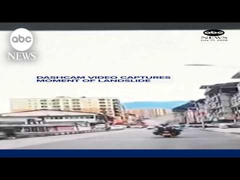 Dashcam video captures moment of landslide