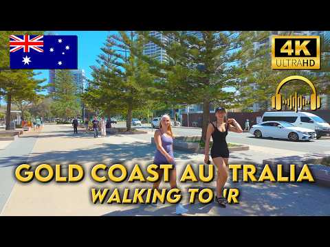 WALKING TOUR SURFERS PARADISE AUSTRALIA | The Heart of the Gold Coast | 4KUHD | Binaural 🎧