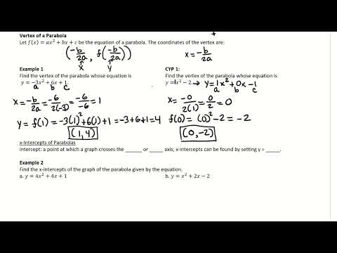 MCLA Lesson 10.4: Properties of Quadratic Functions