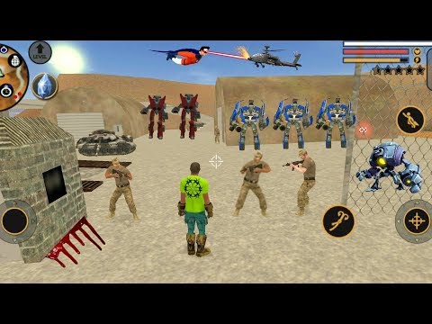Vegas Crime Simulator (Vegas Hero Fight Army Man) Robot Car Captures Military Base - Gameplay HD