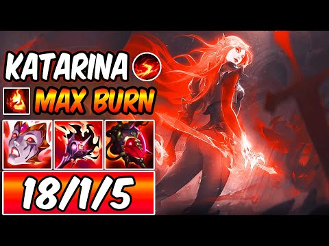 MAX BURN KATARINA DESTROYS THE ENEMY TEAM (INSANE BURN DAMAGE) - League of Legends