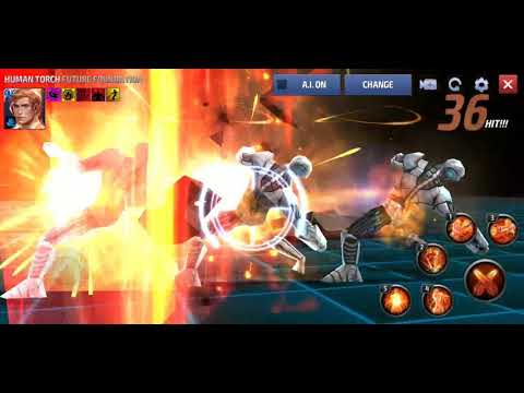 Marvel Future Fight - Human Torch (Future Foundation Costume) Skills/abilities animation gameplay