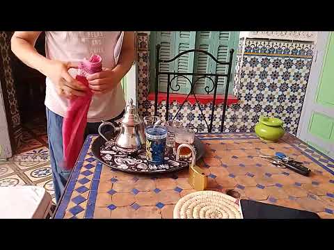 Making Moroccan mint tea in Marrakech Medina,24 April 2023,  12:36