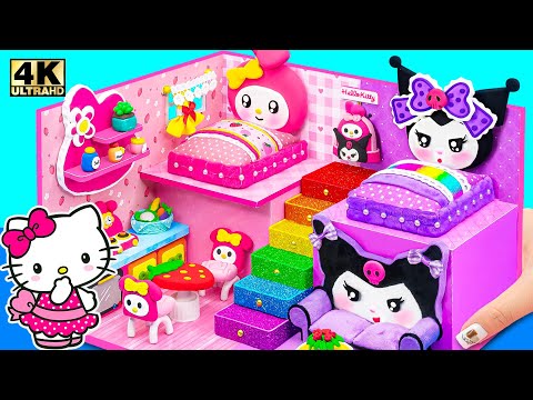 Make Hello Kitty House with Cute My Melody Bedroom, Purple Room for Kuromi ❤️ DIY Miniature House