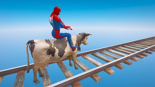 Spiderman Rides Cow Parkour Challenge | Homem-aranha Montando Vaca | GTA 5 Mods