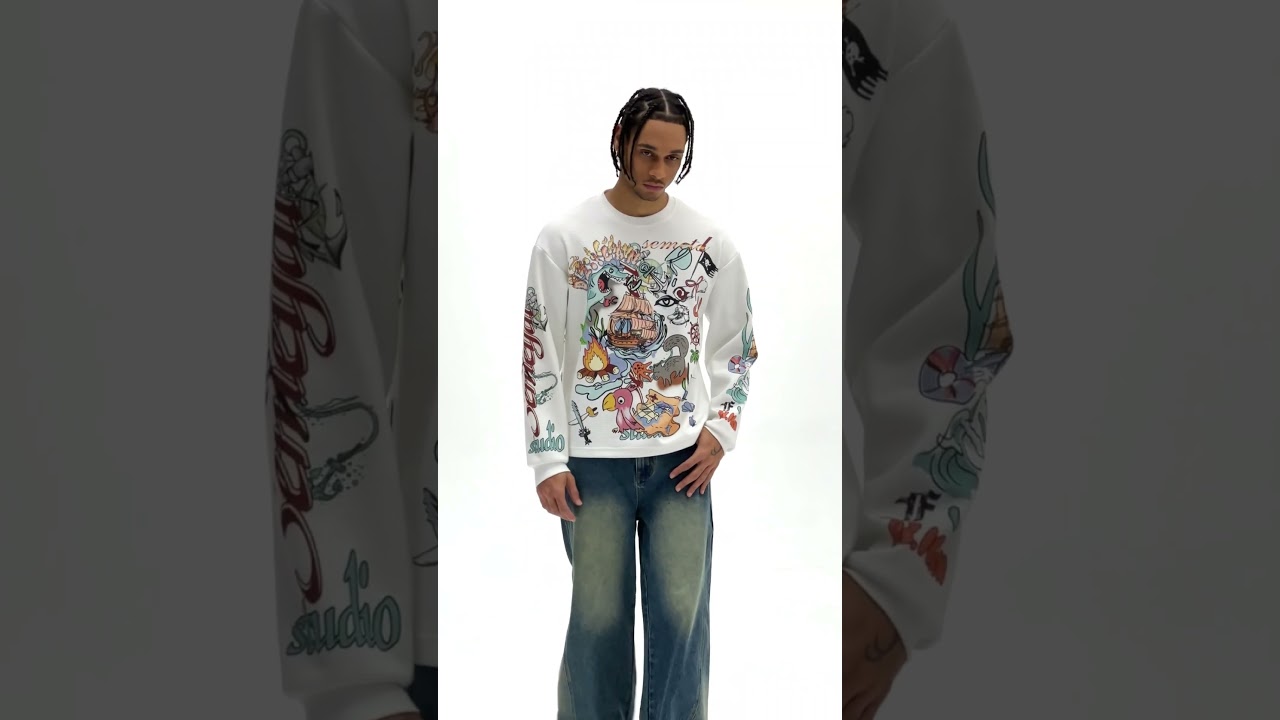 Hand-Printing Meets Digital: Waffle Knit Crewneck 🎨👕 #handprinting  #digitalprinting  #waffleknit