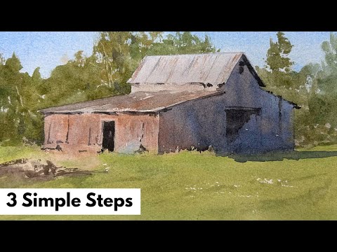 Simple Barn Painting in Watercolor - Beginner Friendly