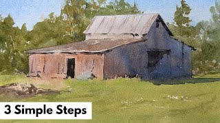 Simple Barn Painting in Watercolor - Beginner Friendly