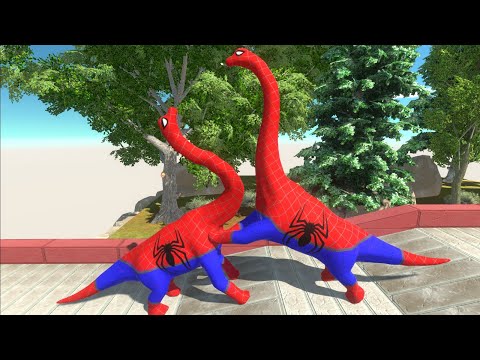 SPIDER-MAN BRACHIOSAURUS vs SPIDER-MAN BRACHIOSAURUS DEATH RUN - Animal Revolt Battle Simulator