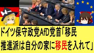 ドイツ保守政党AfD党首「移民推進派は自分の家に移民を入れて」