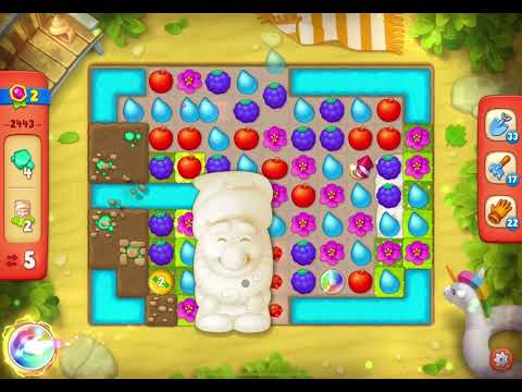 GardenScapes Level 2443 no boosters (10 moves)