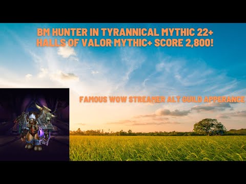BM Hunter In Tyrannical Mythic+ Halls Of Valor 22! Famous WoW Streamer Alt Guild Apperance. 10.0.5
