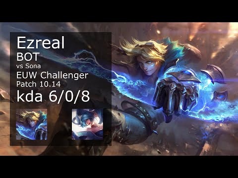 Ezreal ADC & Bard vs Sona & Lux - EUW Challenger 6/0/8 Patch 10.14 Gameplay