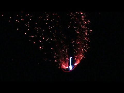 RC Helicopter with Pyro by Night , Night of Fire , JetPower Messe 2014 *HD*