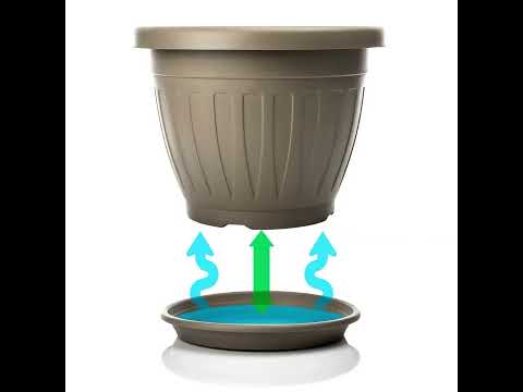 Blumentopf Set Ø40cm mit Untersetzer (6er-Set) | Mokka