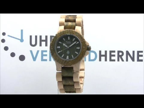 Wewood Uhr Holzuhr Date Beige Army Armbanduhr WW01003