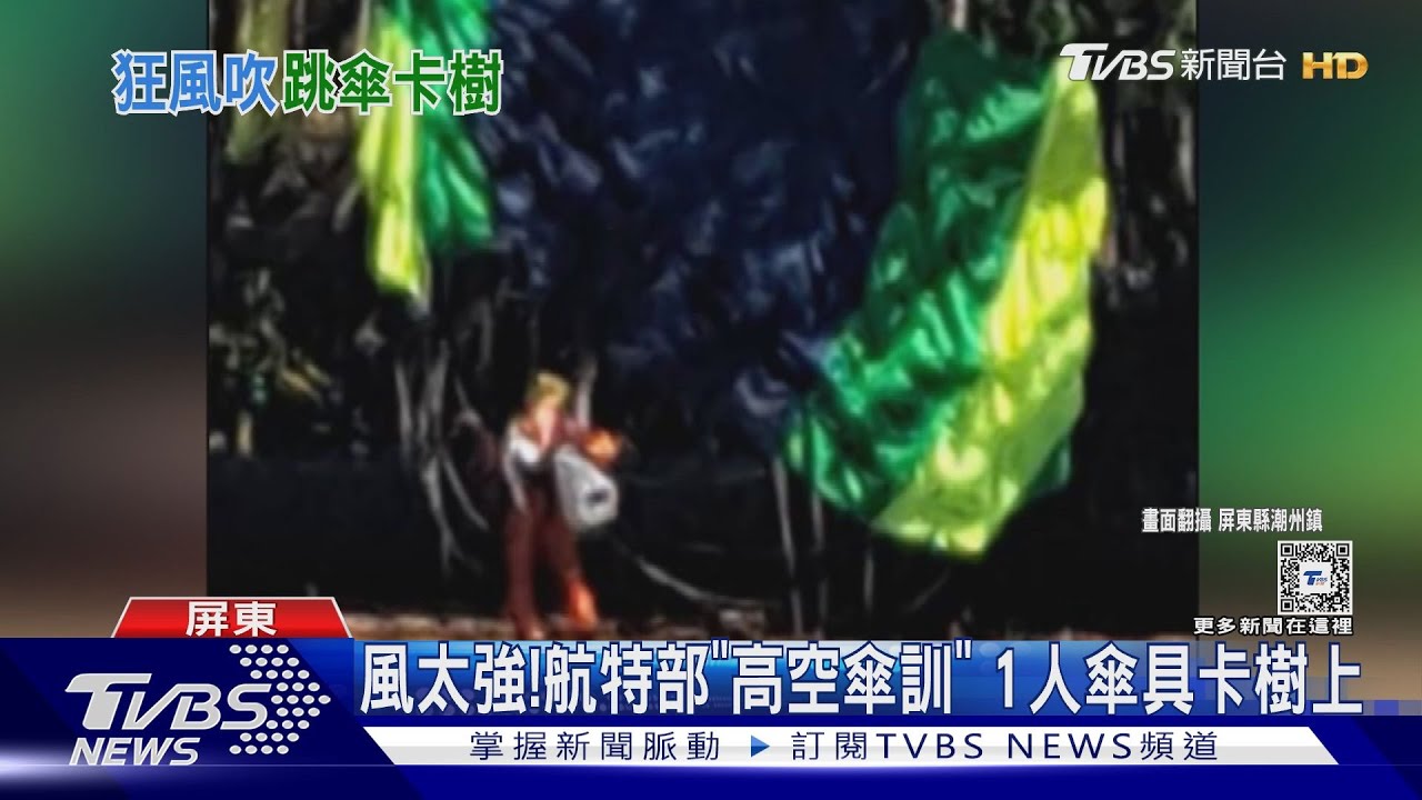 風太強！航特部「高空滲透傘訓」　1人傘具卡樹上