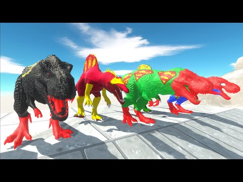 Dinosaur Superhero Champions Race Death Run Climb Mountain Hunting | Animal Revolt Battle Simulator