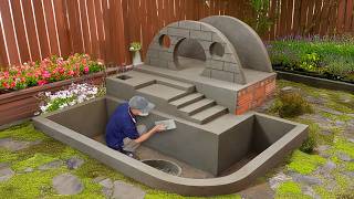Unbelievable dog house and aquarium combo from cement