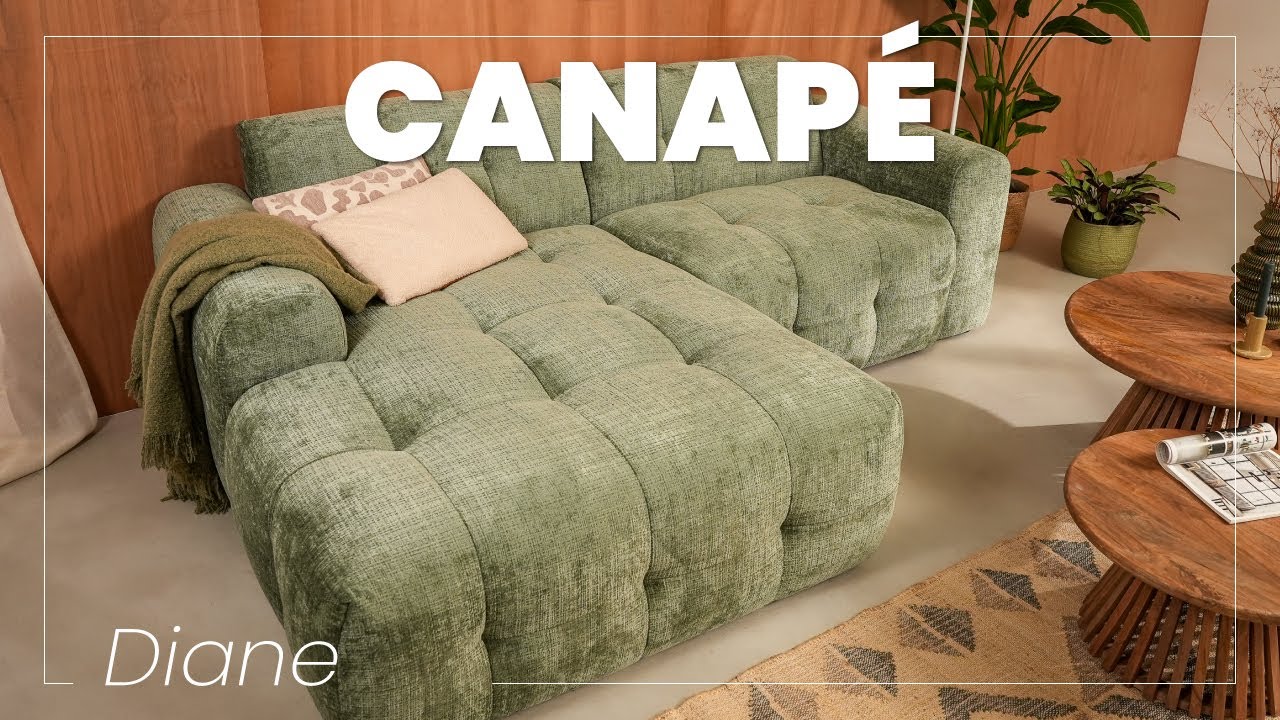 Thumbnail video of the produit Diane - Canapé d'angle droit 4 places en velours texturé