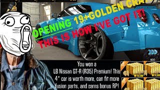 CSR 2 OPENING (19) GOLDEN KEYS CRATES! LB NISSAN GTR R35!!!