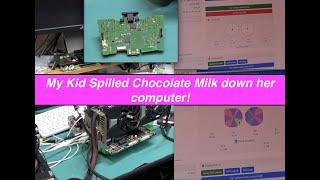 kid spilled chocolate milk down her computer