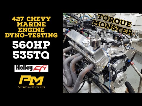 Alexander's 427ci Small Block Chevy Marine Engine on the Dyno at Prestige - 560HP 535TQ