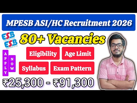 MPESB ASI / HC Computer Recruitment 2026 || 89 Vacancies || Apply Online || Selection Process ||