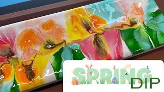 Spring Fever Flower Dip on Tiny Canvas- Fluid Art Experiment - Beginner