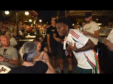 Woman shows IShowSpeed the middle finger after he went to an outdoor restaurant