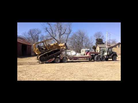 Loading Caterpillar D6 dozer on military 5 ton truck