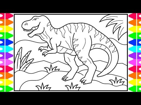 How to Draw a DINOSAUR for Kids 🖤💚🦖Dinosaur Drawing ...