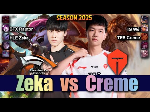 HLE Zeka vs TES Creme - Zeka TRISTANA vs Creme TALIYAH Mid - Patch 25.17 KR Ranked | lolrec