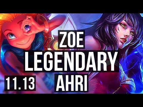 ZOE vs AHRI (MID) | 13/1/7, 7 solo kills, Legendary, 400+ games | NA Master | v11.13