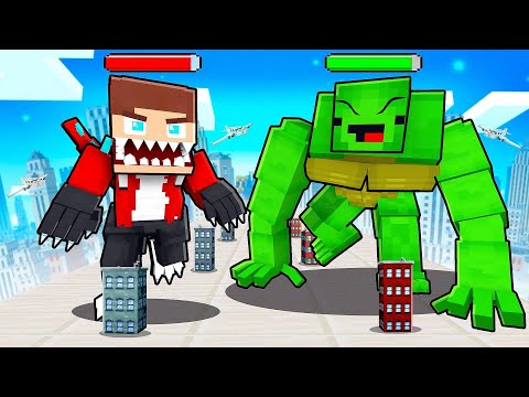 JJ GODZILLA and Mikey KING KONG Giant Rush - Maizen Minecraft Animation
