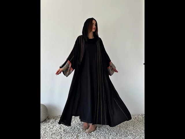 عباية كريب انترنت كوري ب اكمام شيفون