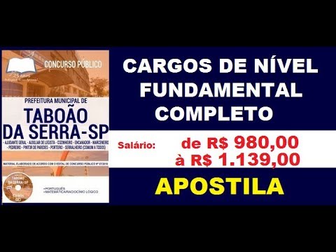 Apostila Concurso Prefeitura de Taboão da Serra SP 2019 Cargos Nível Fundamental Completo