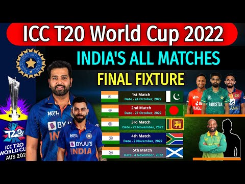 ICC T20 World Cup 2022 - Team India All Matches Schedule | T20 World Cup 2022 India's Match Fixture