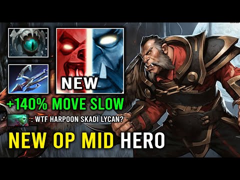 NEW OP MID HERO +140% Move Slow Attack Lycan with 1st Item Harpoon Skadi Dota 2