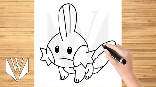 How to draw Mudkip Pokemon Step by step, Drawing Tutorial Trick Easy For Kids