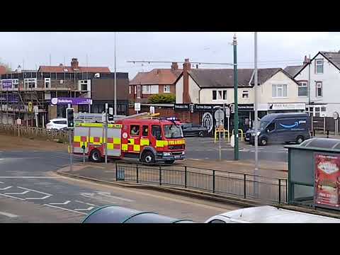 Fleetwood fire appliance en route to a large fire in Blackpool.
