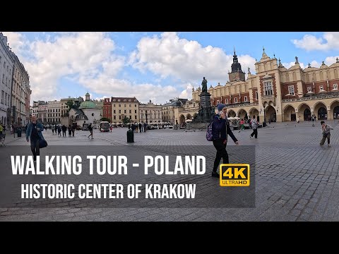 Walking through Old Town of Krakow in Poland | 4k virtual tour