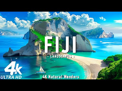 FLYING OVER Fiji 4K UHD - Relaxing Music Along With Beautiful Nature Videos - 4K Video HD