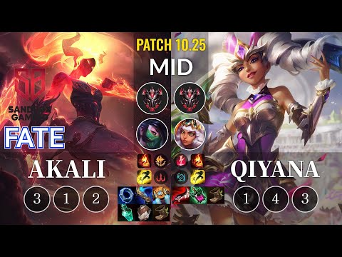 SB FATE Akali vs Qiyana Mid - KR Patch 10.25