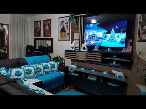 TOUR PELA MINHA SALA DECORAÇÃO NOVA NA MINHA SALA |AZUL TURQUESA COM BRANCOFICOU UM LUXO💙CROCHÊ